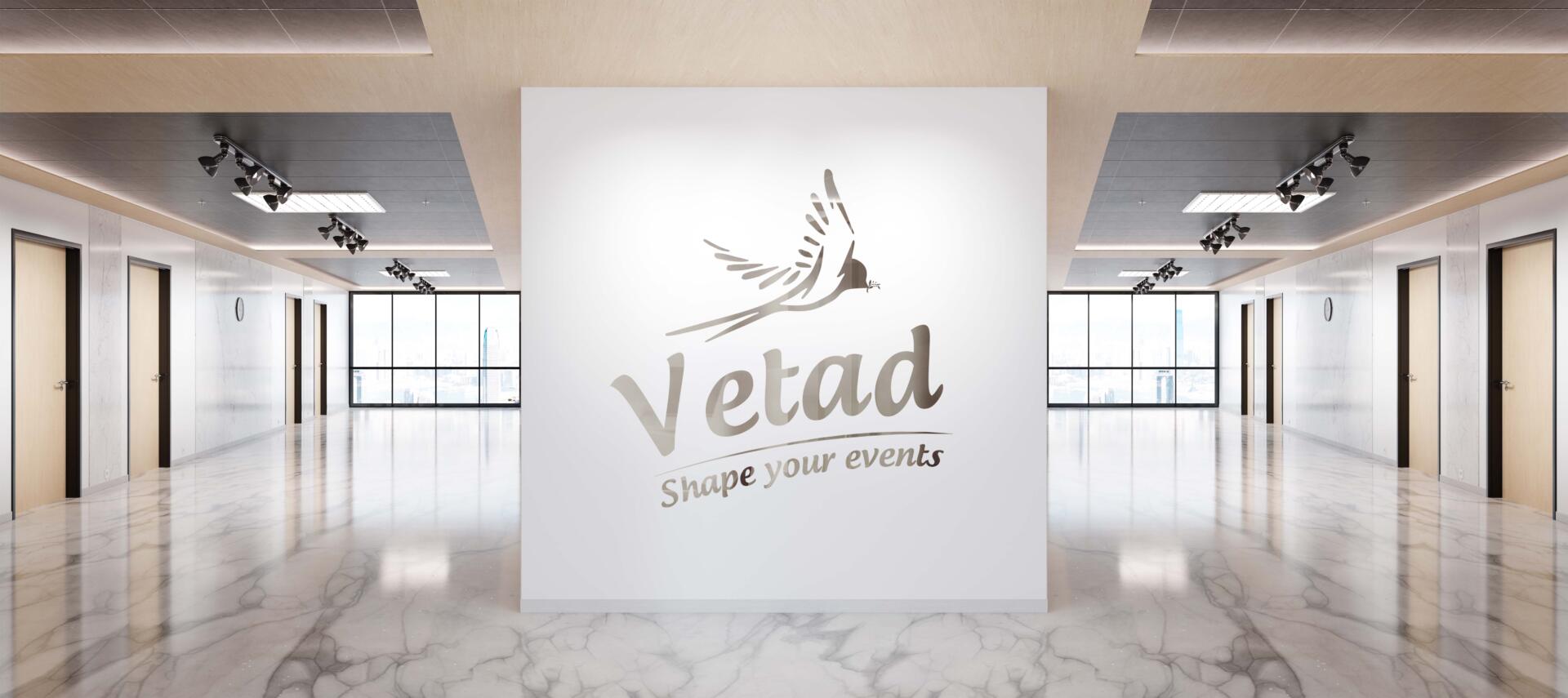 Logo on office wall with 3D metal effect Mockup